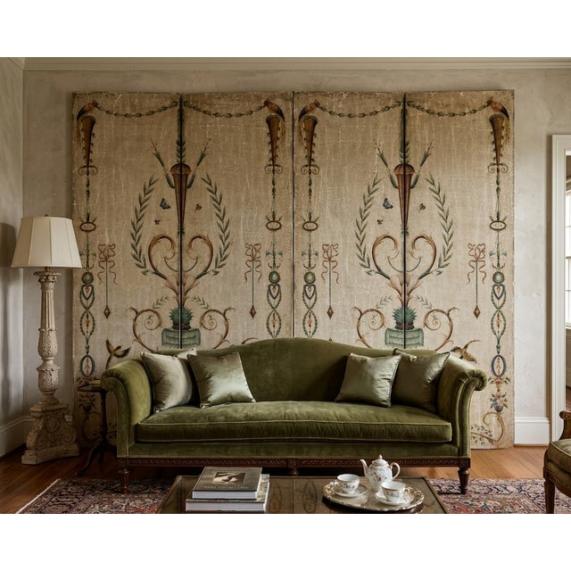 French Neo-Classical Style Painted Four Panel Screen or Wall Art Att. Maitland-Smith For Sale - Image 9 of 9