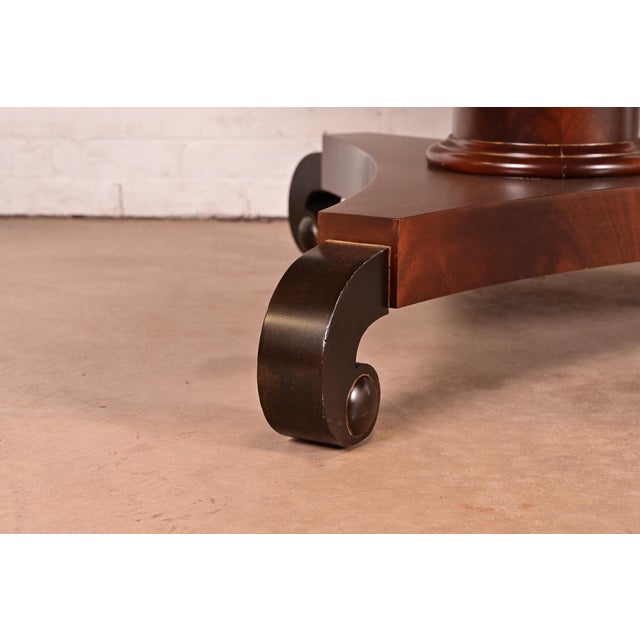 Brown John Widdicomb Style Empire Mahogany Double Pedestal Dining Table, Newly Refinished For Sale - Image 8 of 10