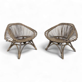 Rattan Lounge Chairs by Franco Albini, 1950s, Set of 2 For Sale