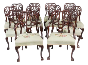 Antique George II Revival Dining Chairs by Robert Strahan, 1920s, Set of 12
