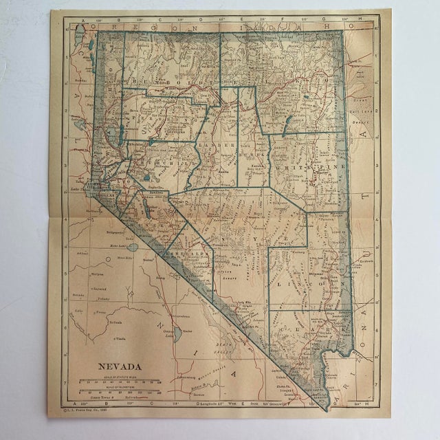 American 1920s Nevada State Map For Sale - Image 3 of 3