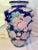 Blue Vintage Floral and Fruit Chinoiserie Blue Gold Pink Jardiniere Vase For Sale - Image 8 of 12