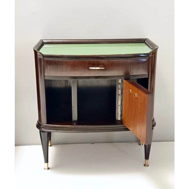 Wood Walnut, Beech and Glass Nightstands in the style of Tomaso Buzzi, Italy, 1950s, Set of 2 For Sale - Image 7 of 11