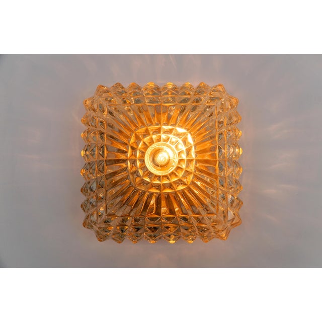 Stunning Mid-Century Modern Amber Bubble Glass Flush Mount Lamp, 1960s The lamp comes with 1x E27 Edison screw fit bulb...