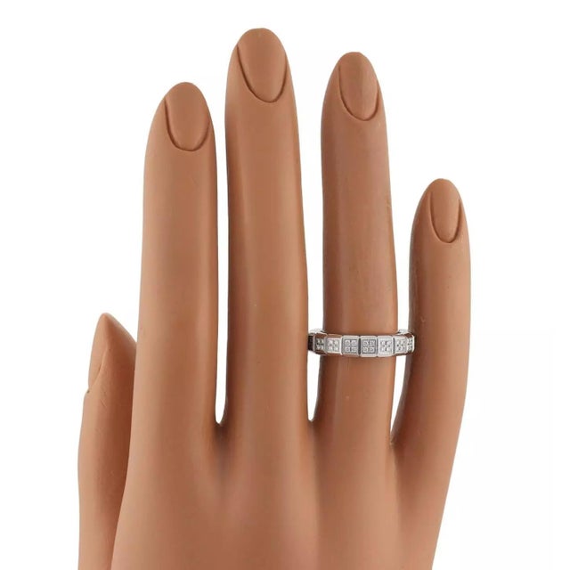 1990s Chopard Diamond 18k White Gold 4.5mm Wide Cube Design Band Ring Size 5.75 For Sale - Image 5 of 5