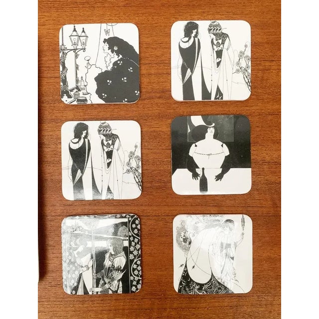 Vintage Italian Plastic Tray & Coasters with Aubrey Vincent Beardsley Designs from Mebel, Set of 7 For Sale - Image 4 of 18