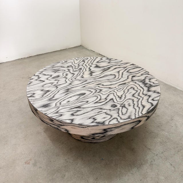 Charcoal Vintage 1980s Postmodern Round Coffee Table Memphis Milano For Sale - Image 8 of 10