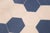 Navy Blue & Cream Cowhide Leather Pillow - Hexagonal Patchwork For Sale - Image 10 of 11