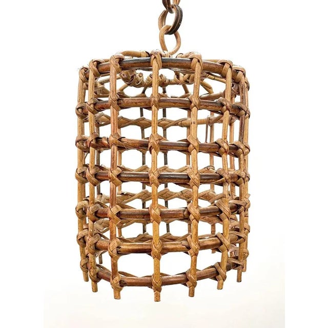 Wood Mid-Century Italian French Riviera Bambo & Rattan Light, 1960s For Sale - Image 7 of 17