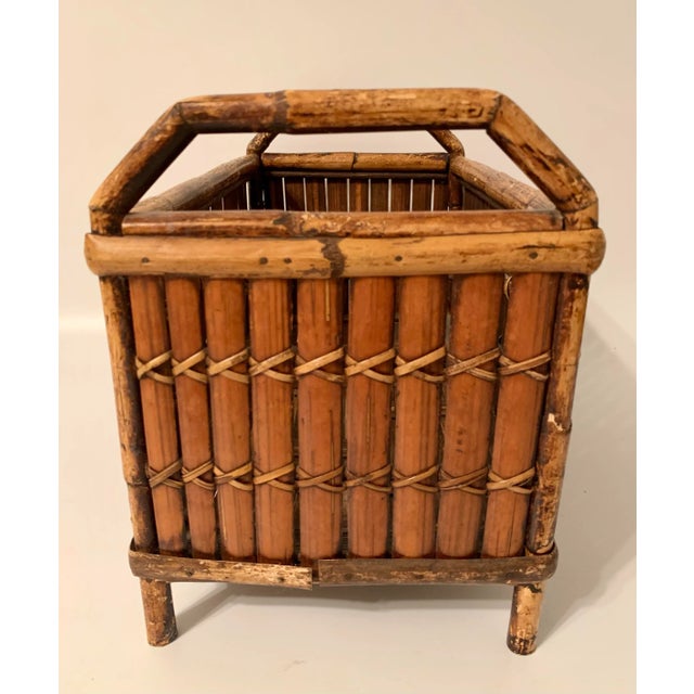 Wood Vintage Boho Chic Bamboo Planter For Sale - Image 7 of 11