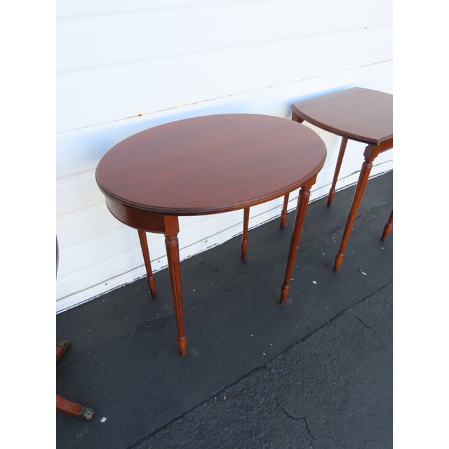 Early 1900s Duncan Phyfe Mahogany Nesting Side End Tables Set of Three 6403 For Sale - Image 11 of 18