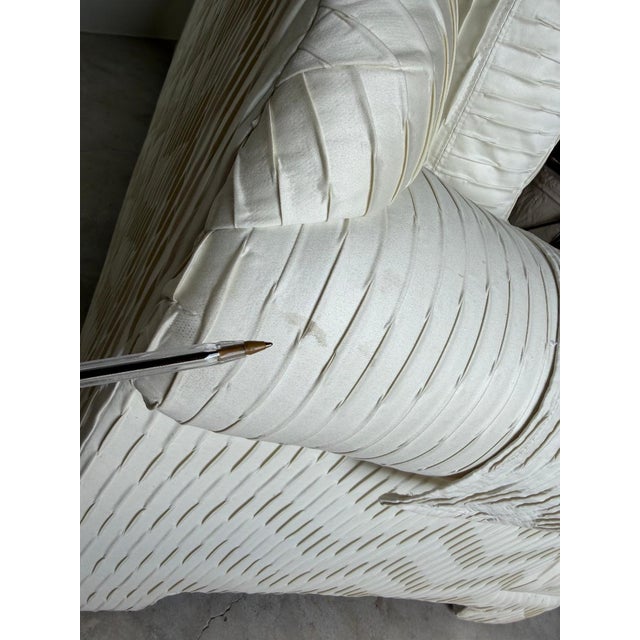 Vintage Century Furniture White Textured Fabric Three-Seater Sofa For Sale - Image 18 of 18