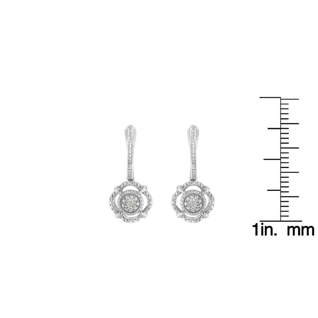 .925 Sterling Silver Miracle-Set Diamond Accent Drop and Dangle Earrings (I-J Color, I3 Clarity) For Sale In New York - Image 6 of 6