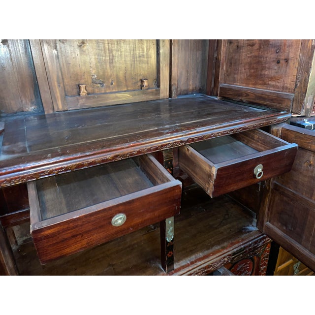 Antique 19th Century Chinese Wood Black Lacquer 3 Tiered Cabinet For Sale - Image 12 of 12