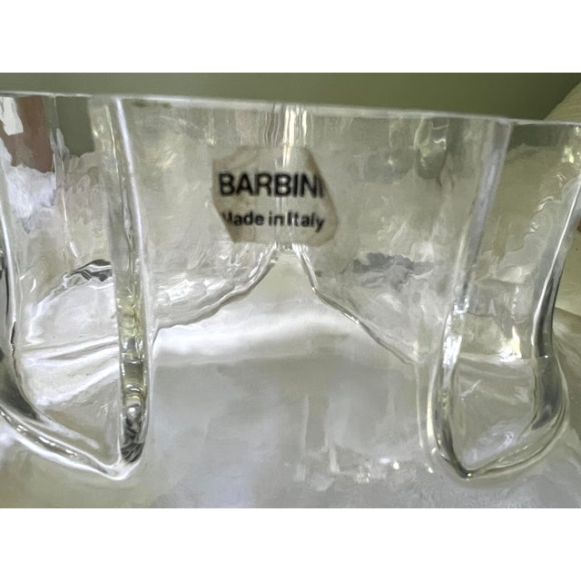 Rare Alfredo Barbini Murano Hand-Blown Art Glass Lotus Vase / Centerpiece Bowl With Four-Petal Opening, Italy, 13” For Sale - Image 9 of 14