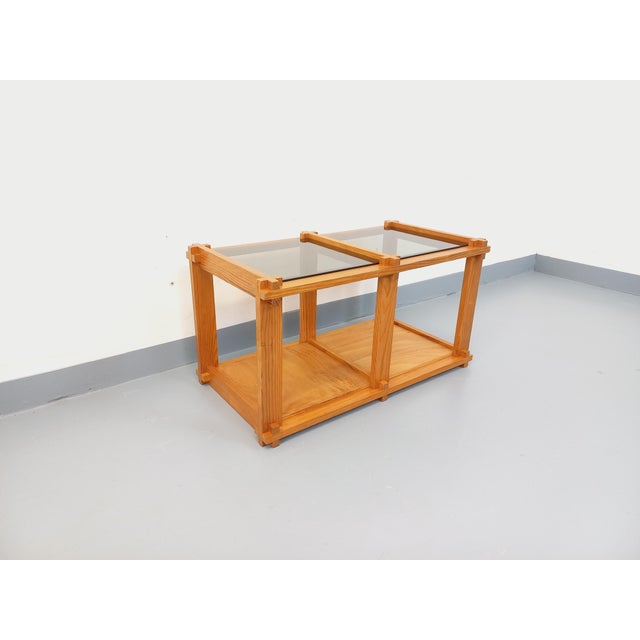 Vintage Rectangular Coffee Table in Pine and Smoked Glass, 1970s For Sale - Image 16 of 16