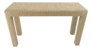 lacquered Grass Cloth Mid Century c1970s Console Sofa Table MINT