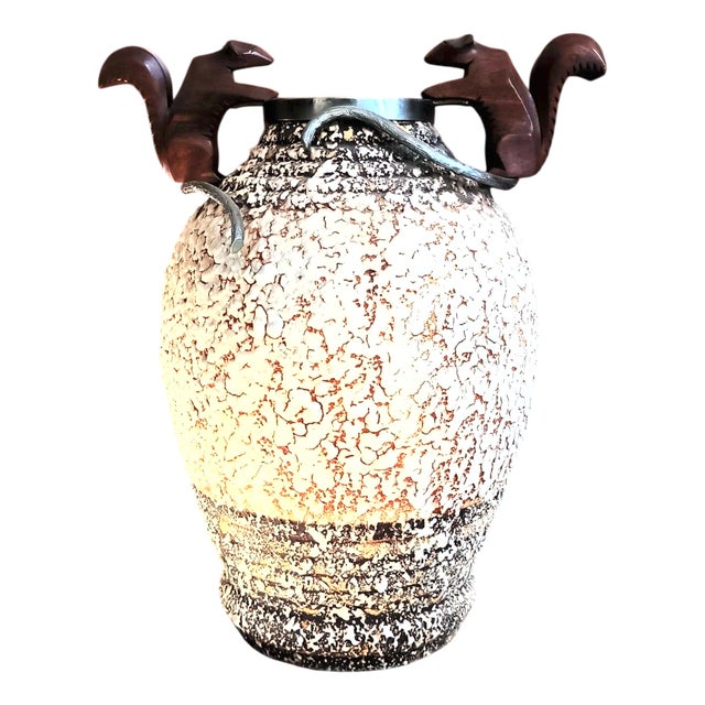 Art Deco Ceramic and Bronze Vase by André Villien, 1930s For Sale