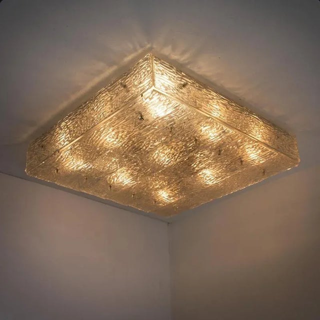 Large Textured Glass Square Flush Mount from Kalmar, Austria, 1960s For Sale - Image 10 of 18
