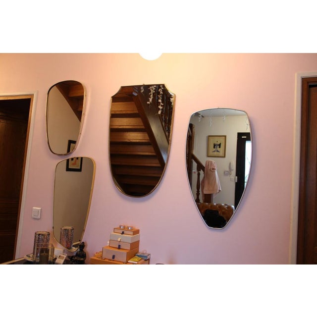 Brass Wall Mirror in the style of Gio Ponti, 1950s For Sale - Image 10 of 18