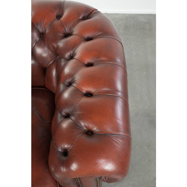 Brown Chesterfield Club Chair in Cowhide For Sale - Image 8 of 15