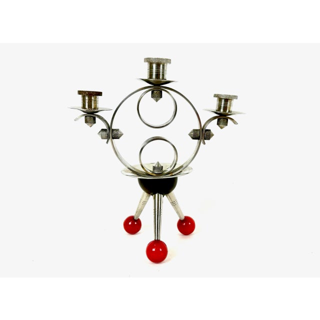 Space Age Tripod Nickel-Plated Brass Candleholder, 1960s For Sale - Image 9 of 9