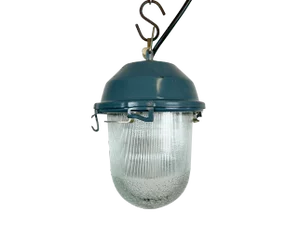 Industrial Soviet Bunker Pendant Light in Blue, 1970s