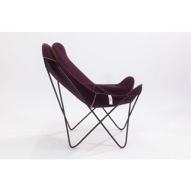 Mid 20th Century Original Vintage Butterfly Chair Black Metal Frame W New Purple Fabric Cover For Sale - Image 5 of 9