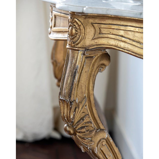 Antique French Louis XV Giltwood Console or Side Table, 19th Century For Sale - Image 3 of 11