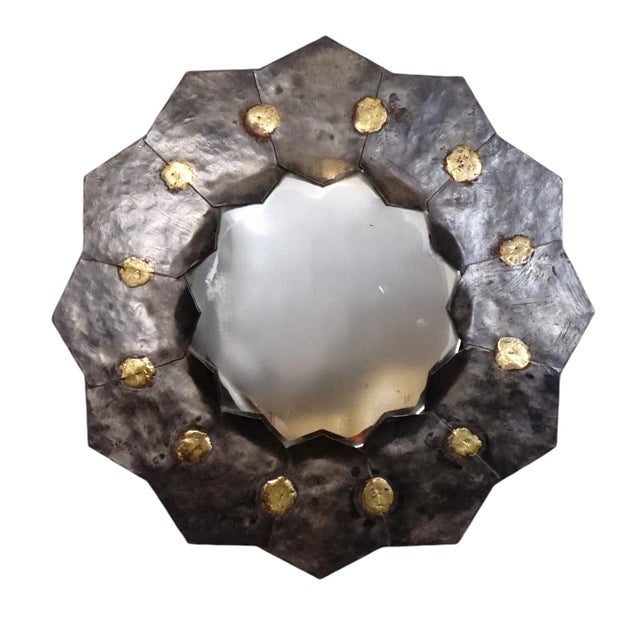 Mid-Century Modern Patinated Metal Witch Mirror, 1950s-1960s For Sale - Image 3 of 3