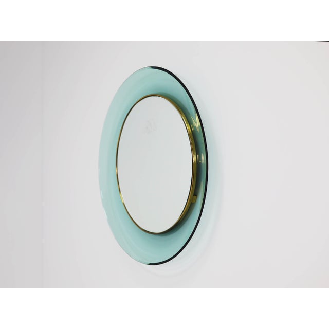 Large Vintage Mirror with Curved Colored Glass by Max Ingrand for Fontana Arte, 1960, in Very Good conditions. Designed...