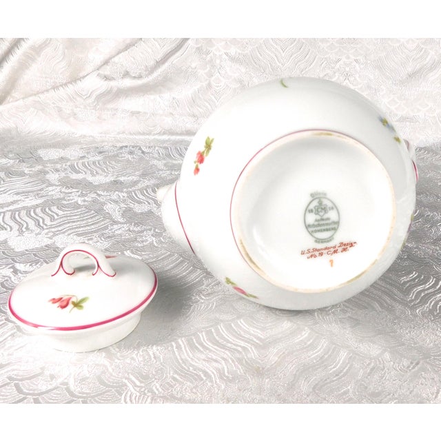 White 1980s Hutschenreuther Coffee Pot With Floral Design and Pink Trim For Sale - Image 8 of 9