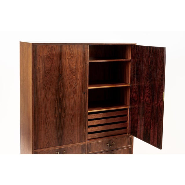 1960s 1960s Mid Century Swedish Modern Tall Rosewood Cabinet For Sale - Image 5 of 12