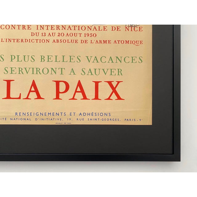 Pablo Picasso Vintage 1950 Hand Signed Mourlot Fine Art Lithograph Print " Les Partisans De La Paix " Framed Landmark French Poster For Sale - Image 14 of 15