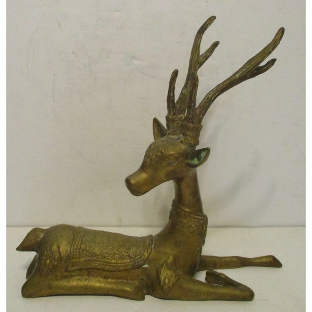 Vintage Sarreid Brass Deer Figurine Reclining With Brass Details For Sale - Image 12 of 12