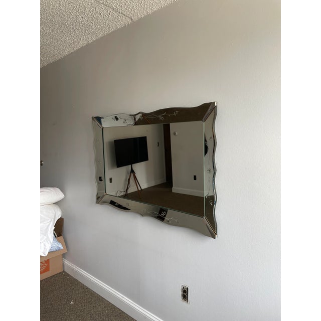 Vintage Art Deco Venetian Scalloped Shadowbox Mirror For Sale - Image 4 of 12