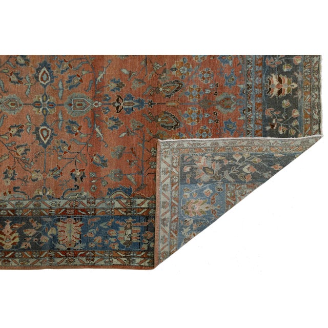 Persian Antique Persian Mahal Rug in Red Hand-Knotted Wool, 20th Century For Sale - Image 3 of 11