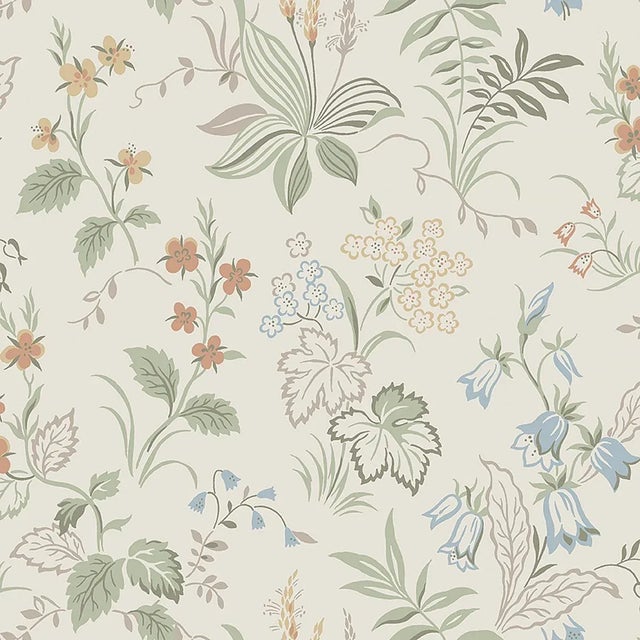 Sample - Boråstapeter Folklore Wallpaper in Ivory & Multi For Sale In Charlotte - Image 6 of 6