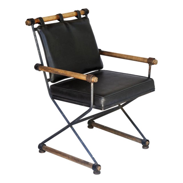 1970s Mid-Century Modern Cleo Baldon Campaign X Chair With Arms For Sale