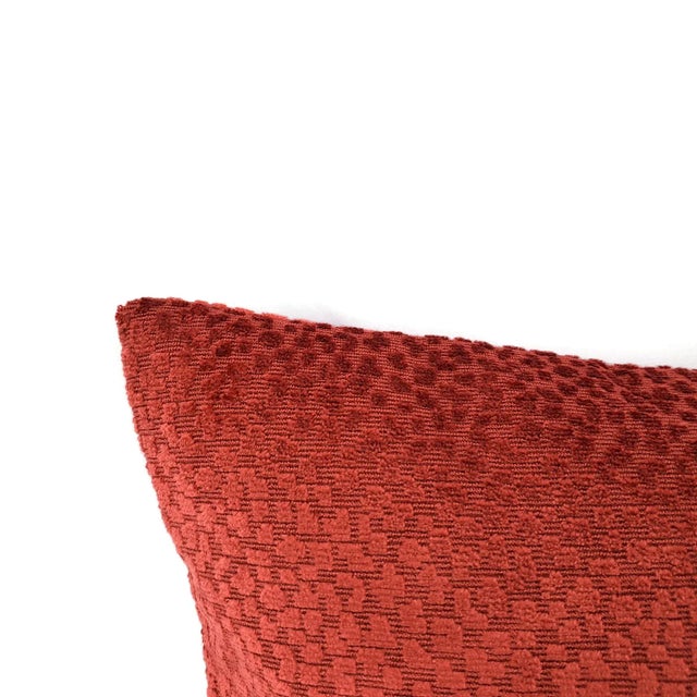 Boho Chic Brunschwig and Fils La Panthere Velvet in Red Pillow Cover For Sale - Image 3 of 8