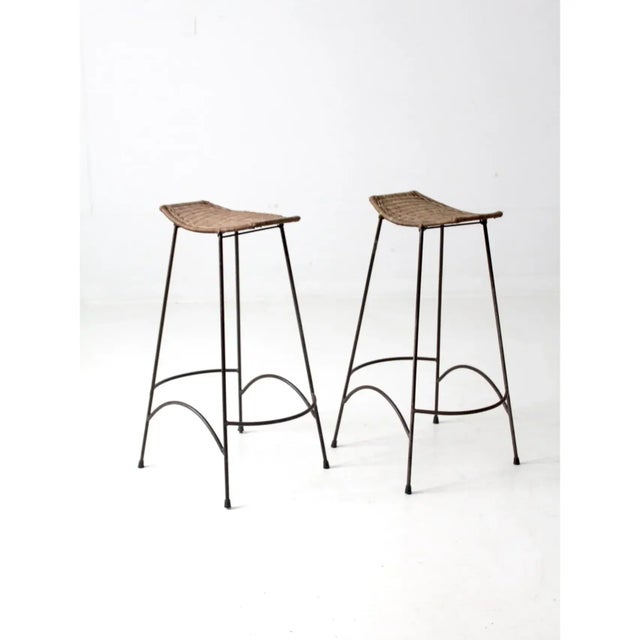 Mid 20th Century Arthur Umanoff Style Bar Stools Pair For Sale - Image 5 of 11