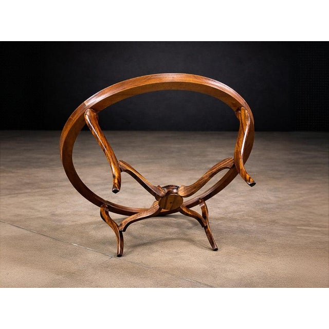Wood Circular Coffee Table in Caviúna Wood & Glass by Giuseppe Scapinelli, Brazil, 1950s For Sale - Image 7 of 10