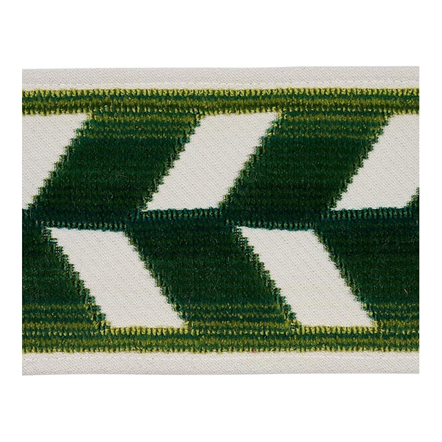 Sample - Schumacher Chevron Strie Velvet Tape in Emerald For Sale