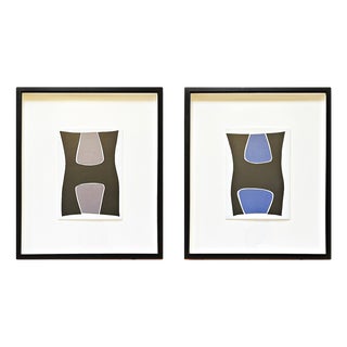 Rolf Hans, a Pair of Organic Monochrome Color-Field Collages by Rolf Hans, Signed and Dated, 1992, Paper For Sale