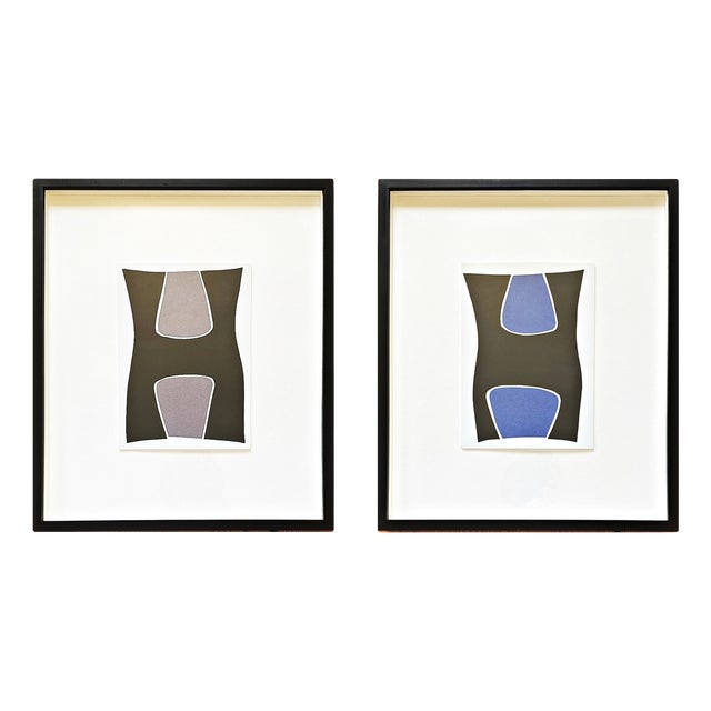Rolf Hans, a Pair of Organic Monochrome Color-Field Collages by Rolf Hans, Signed and Dated, 1992, Paper For Sale