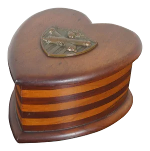 Antique Mahogany Heart Jewelry Trinket Box