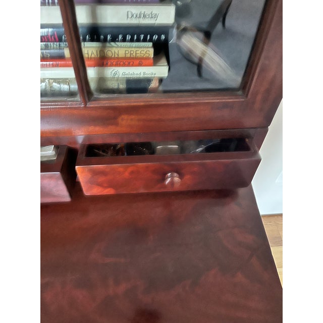 19th C. Empire Flame Mahogany Secretary Bookcase For Sale - Image 11 of 15