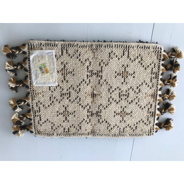 Textile Handmade Ecru & Brown Thick Wool Rug, 1980s For Sale - Image 7 of 18