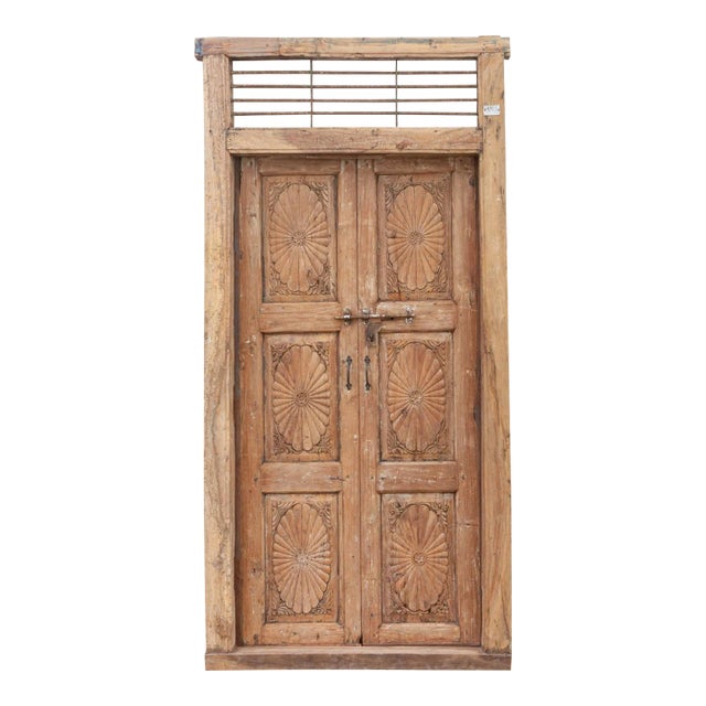 Tall Antique Indo-Portuguese Entrance Door For Sale