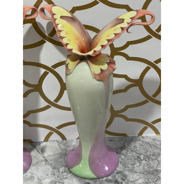 Vintage Franz Collection Papillon Butterfly Spread Wings Vases Set of